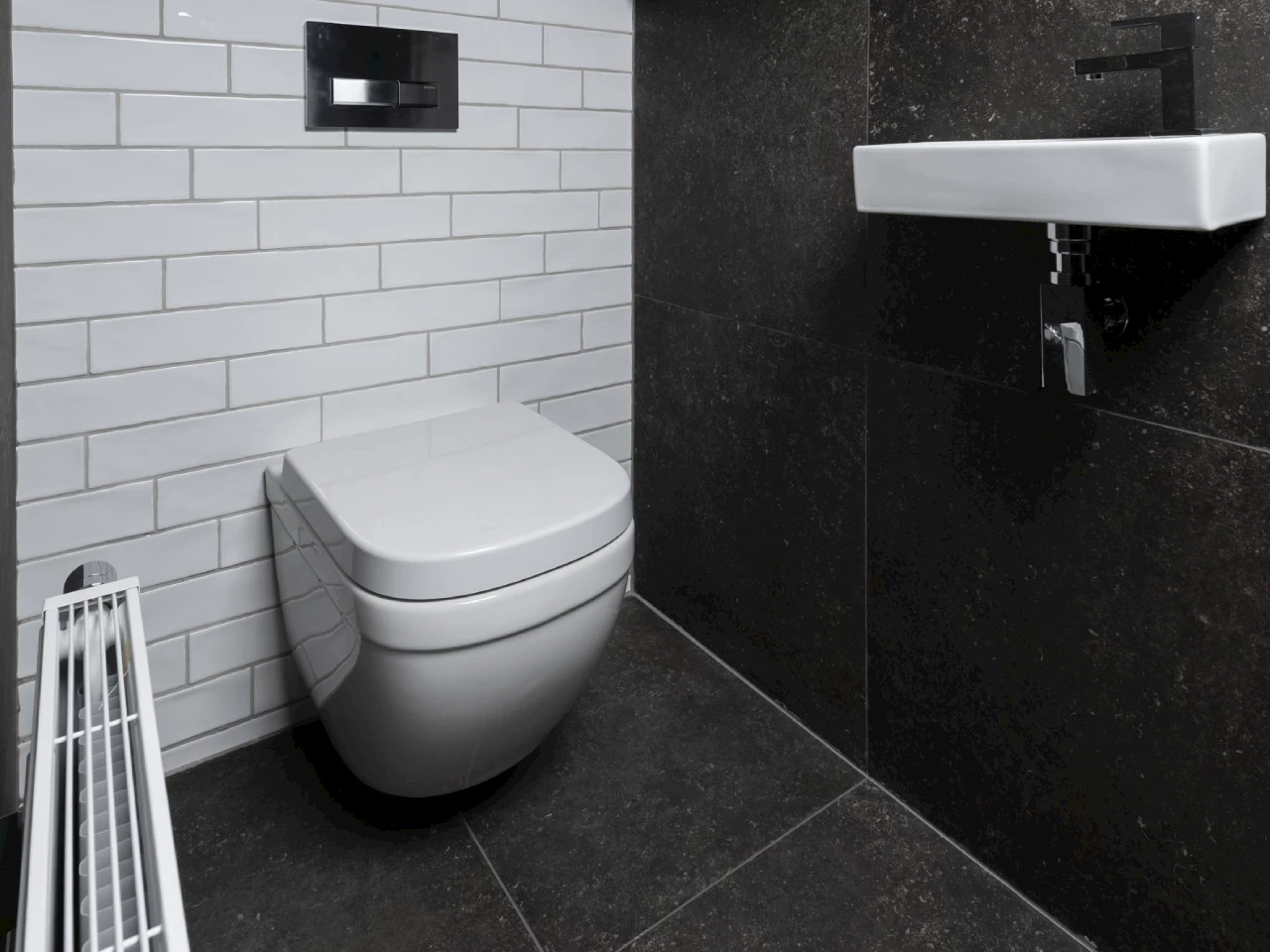 Zwart witte toiletruimte