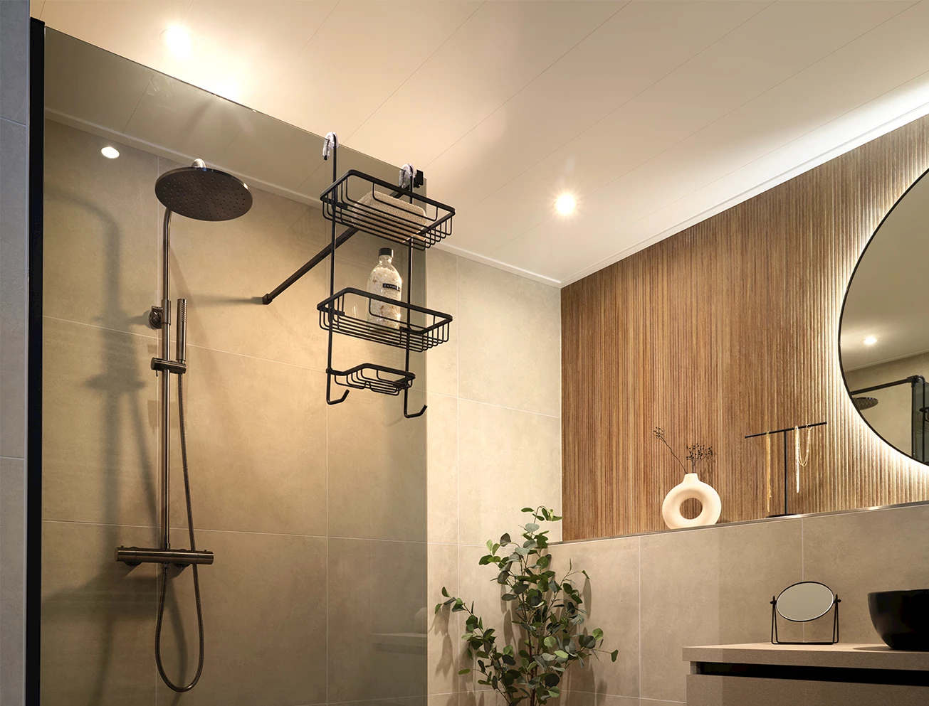 Douchekraan Japandi badkamer