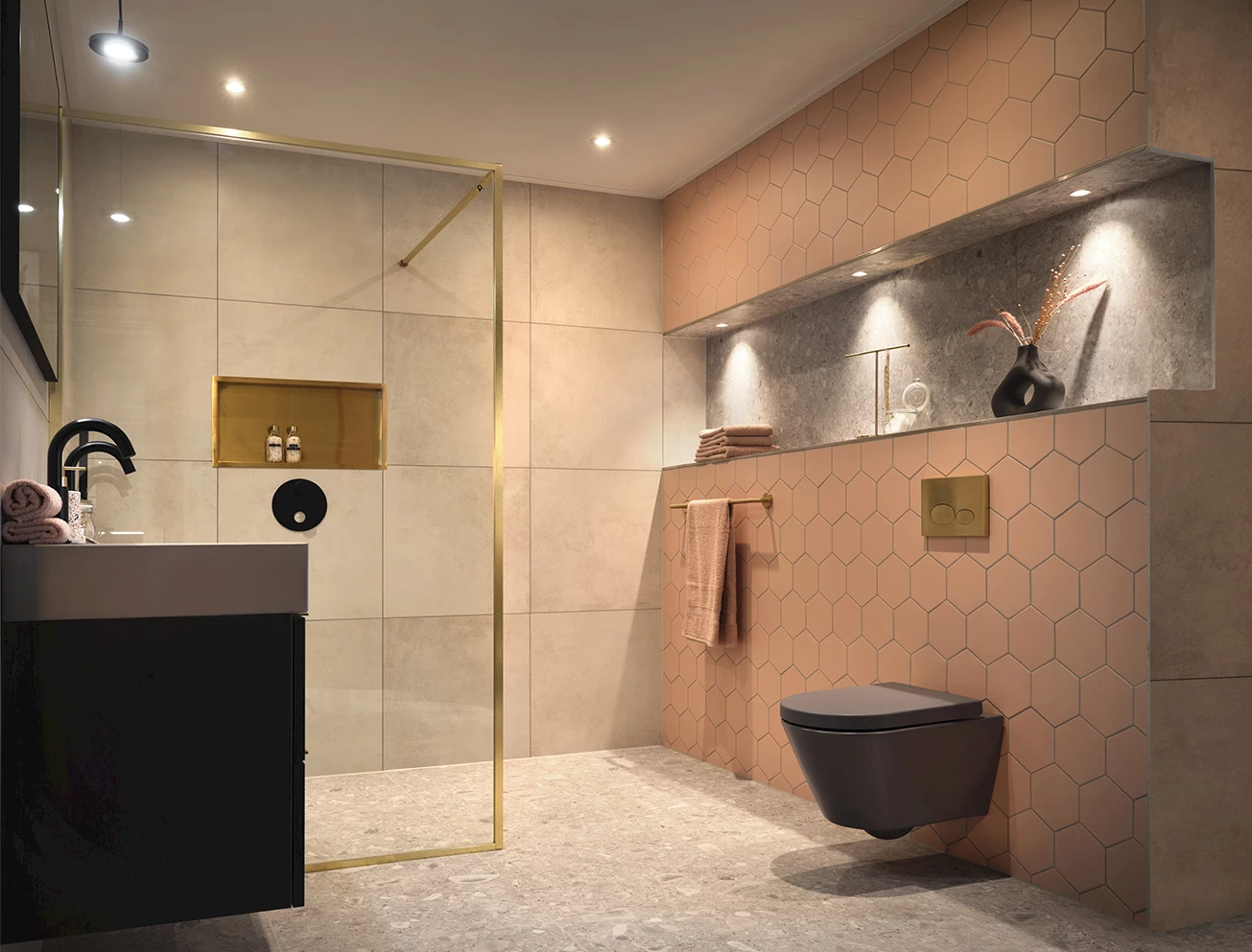 Roze design badkamer