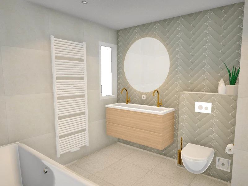 Gratis realistisch 3D-ontwerp badkamer