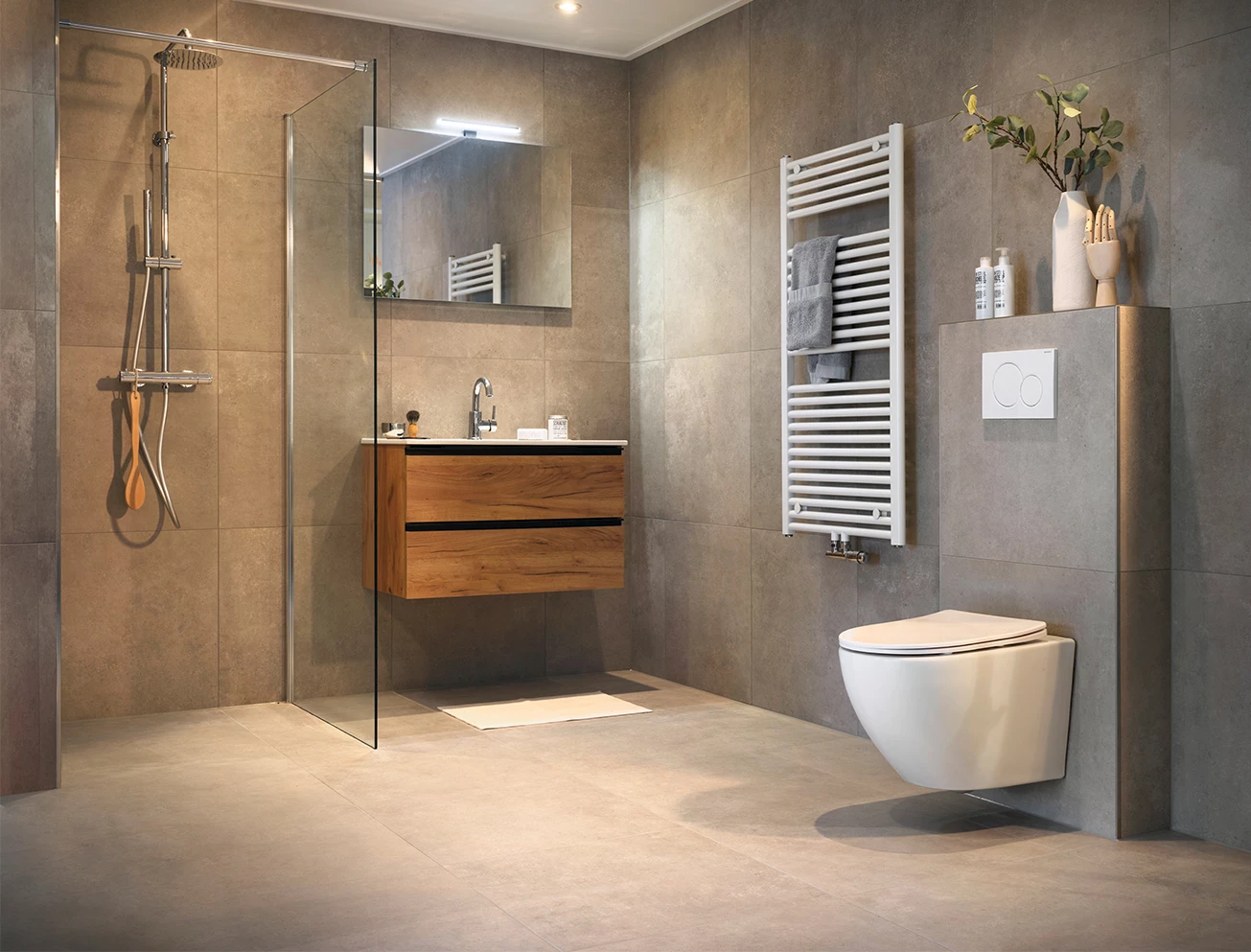 Vloertegels grijze badkamer