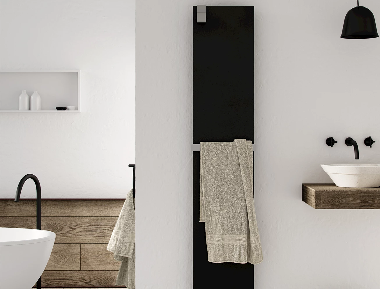 Handdoekhaak mat zwarte radiator