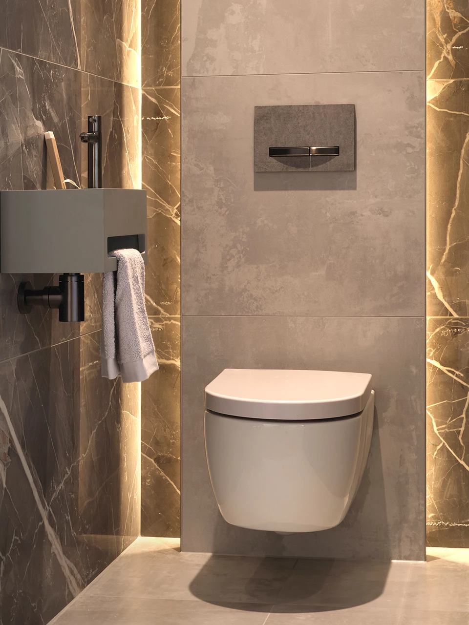 Marmerlook tegels toiletruimte