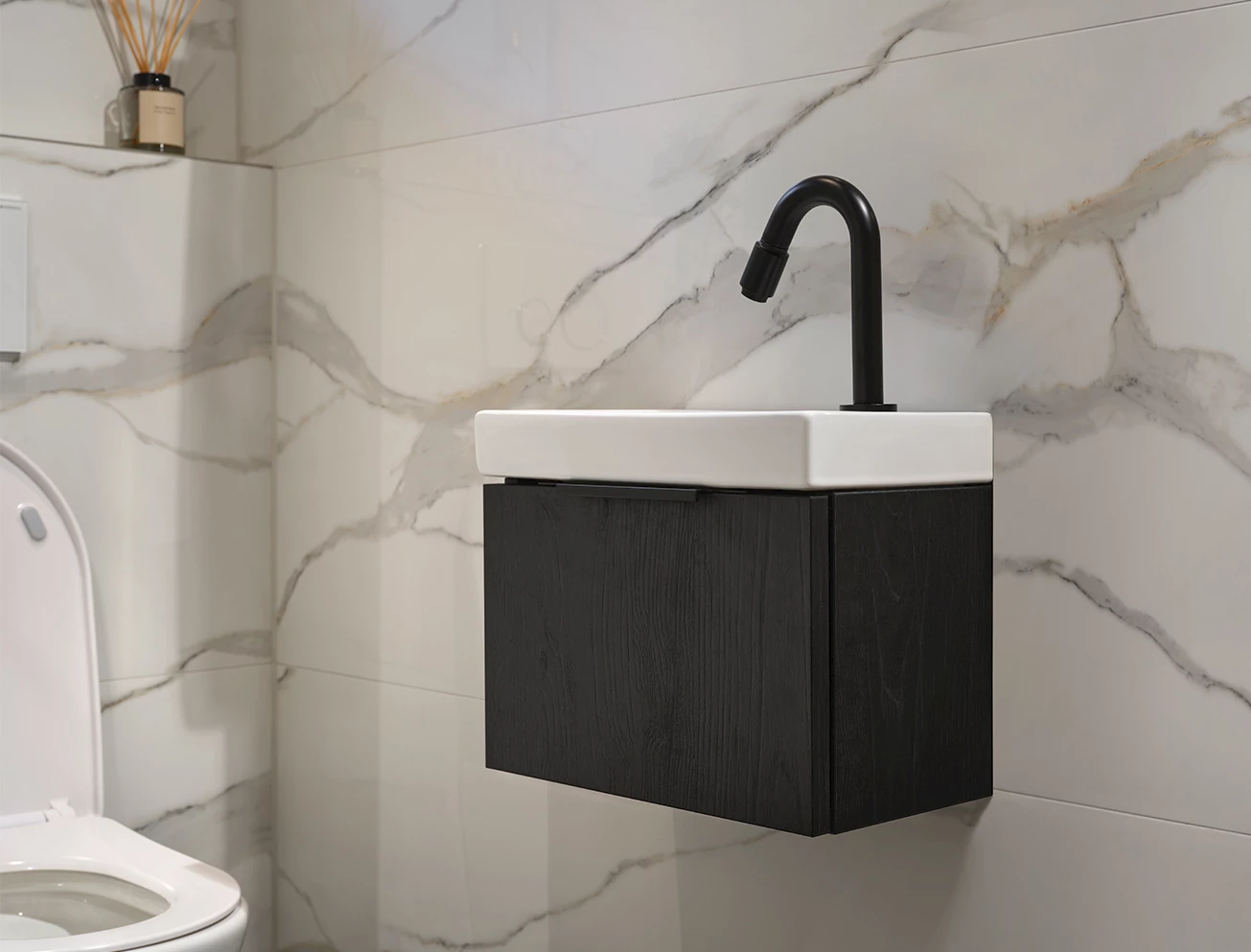 Compleet toilet Marble Hexagon