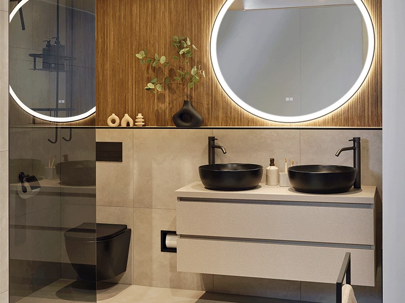 Warme Japandi badkamer