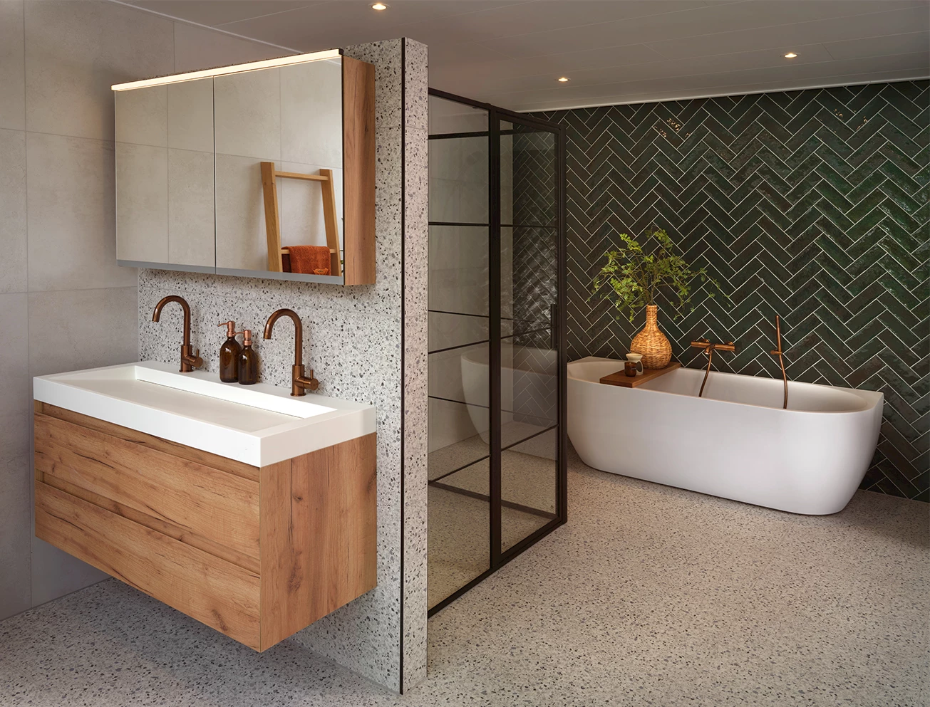 Terrazzo vloertegels badkamer