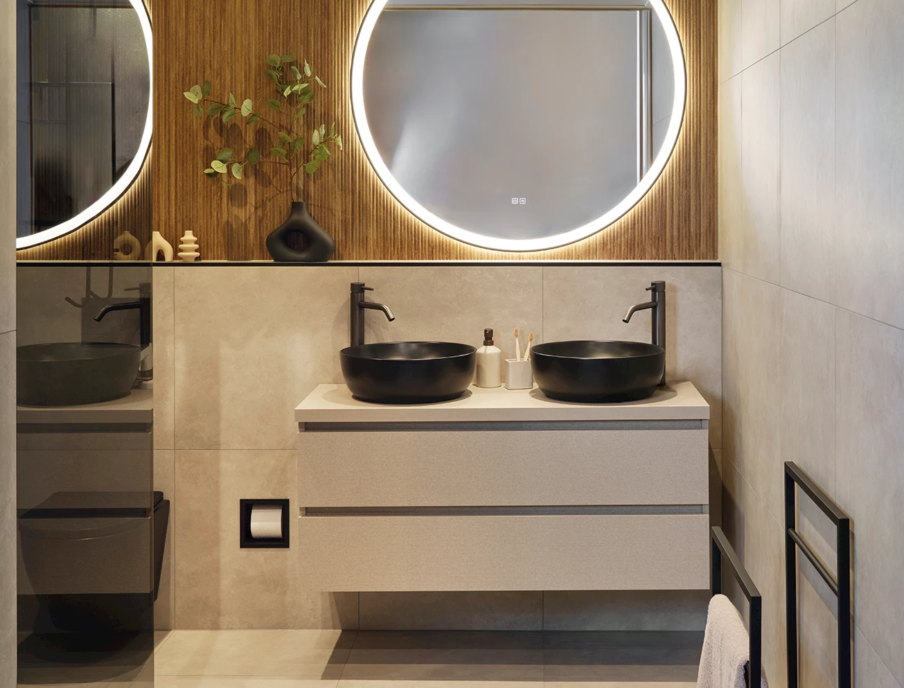 Japandi badkamer wastafel accessoires