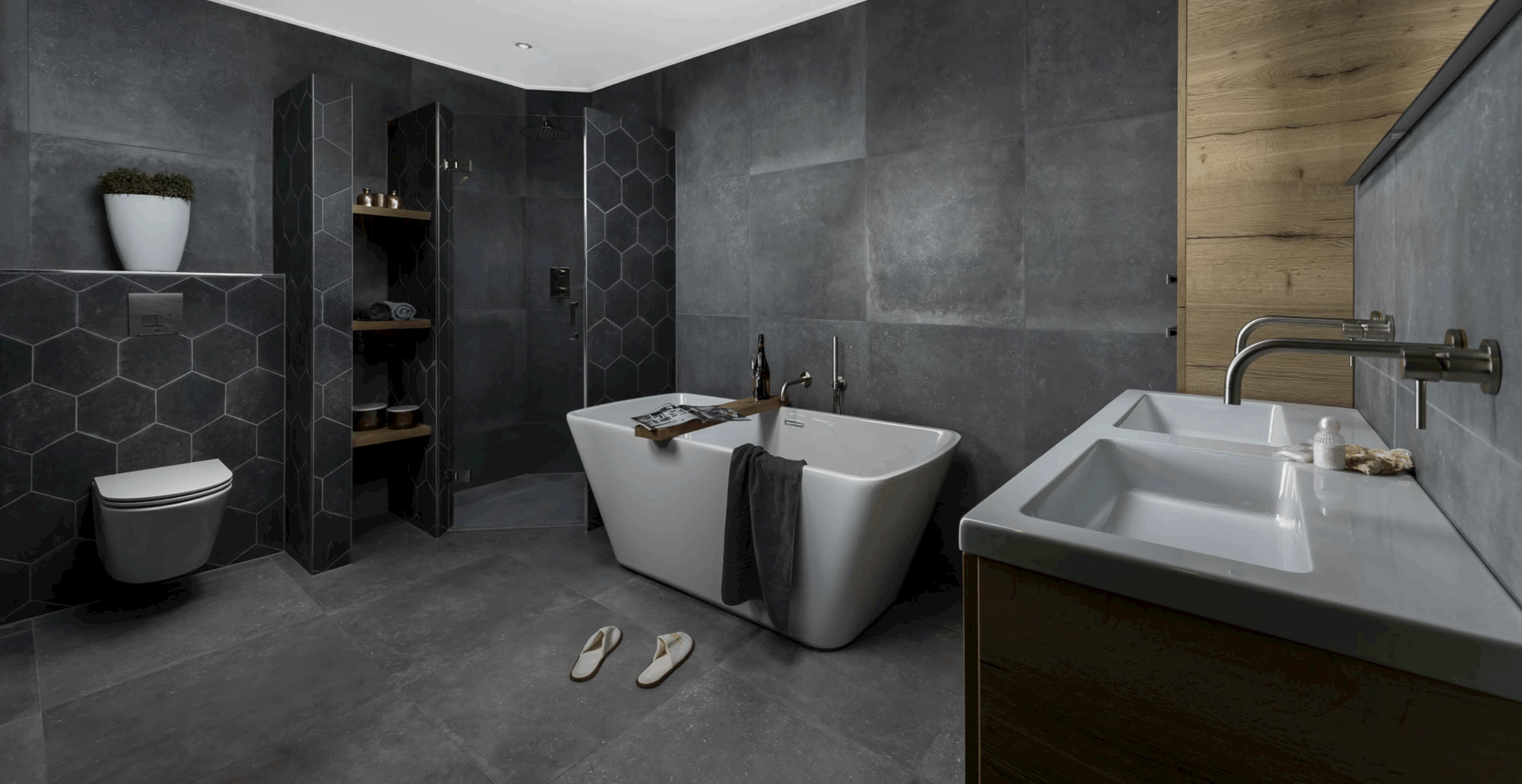 Grijze badkamertegels