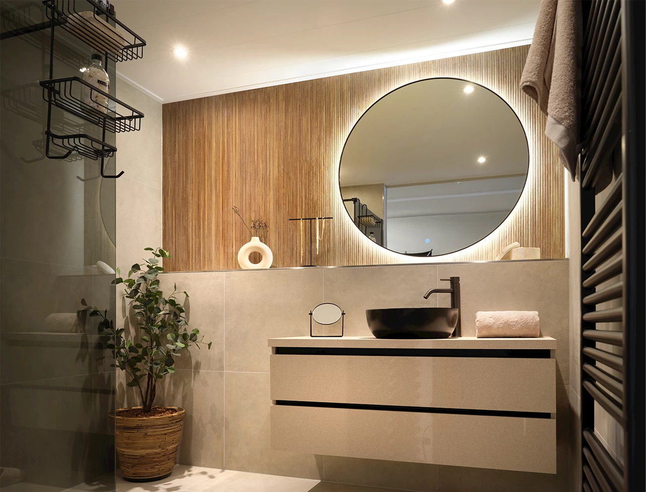 Douchewand Japandi badkamer